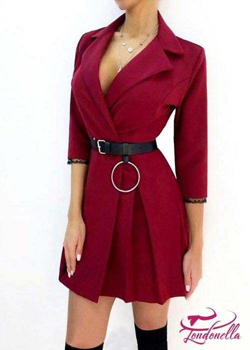 Bordo jacket with belt in middle